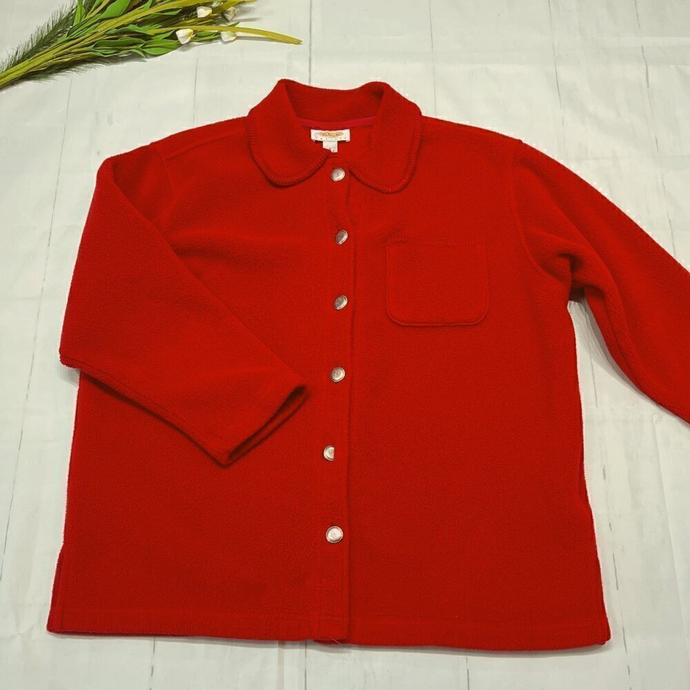 Talbots Cherry Red Malden Mills Fleece Petite Shirt/Jacket/Shacket , Sz: SP